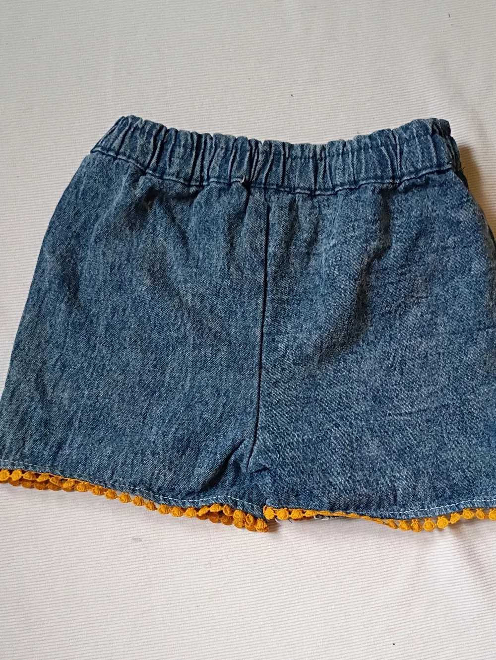 Old Navy Yellow Polka Dot Wrap Top with Denim Shorts